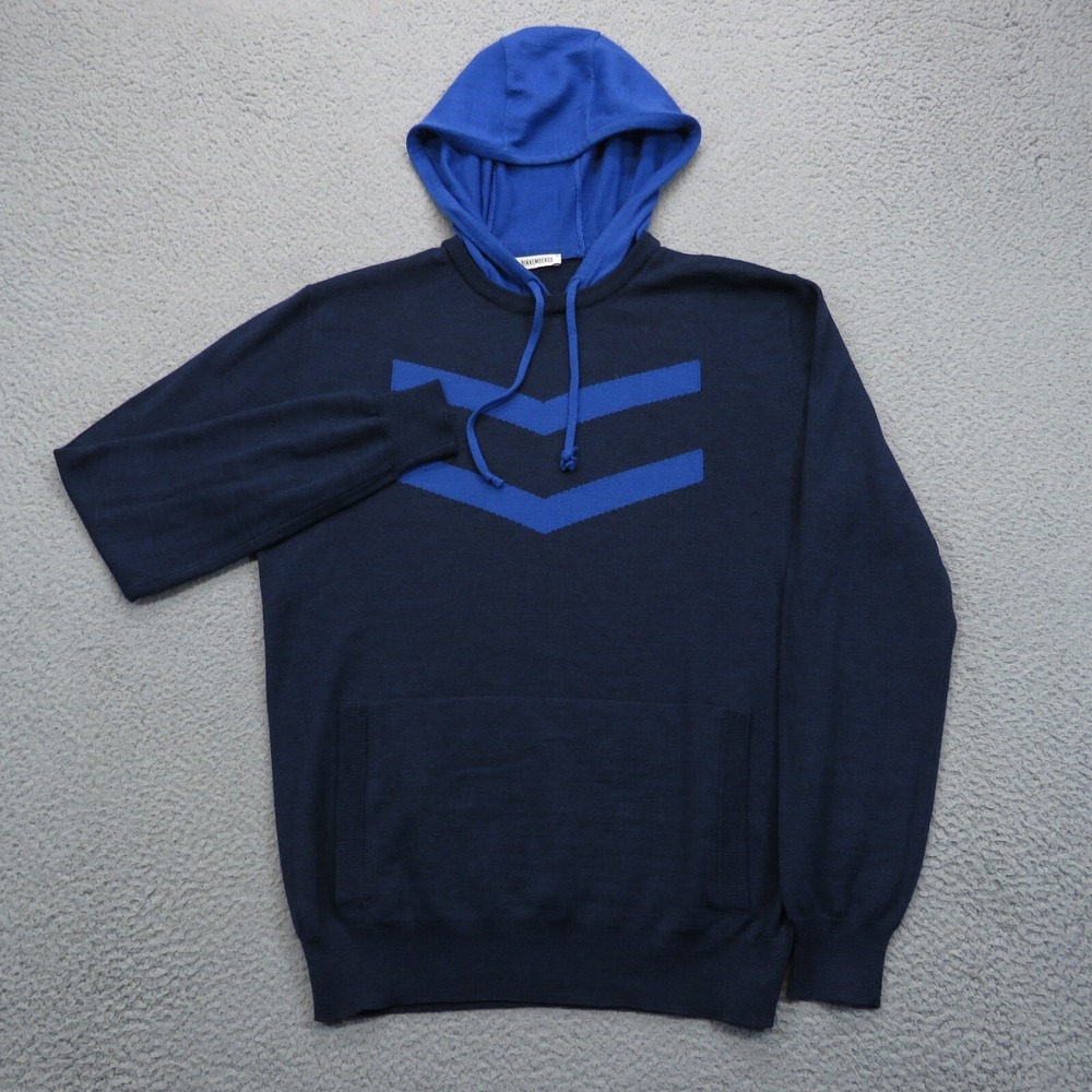 Dirk Bikkembergs Mens Wool Hoodie Navy Blue Knit Sweater M MX1210473